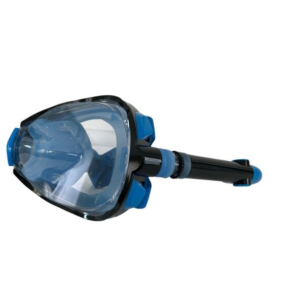 Full Face Snorkel Mask Blue Black Anti-Fog Dry Top Adult Swim Gear One Size - Picture 1 of 7